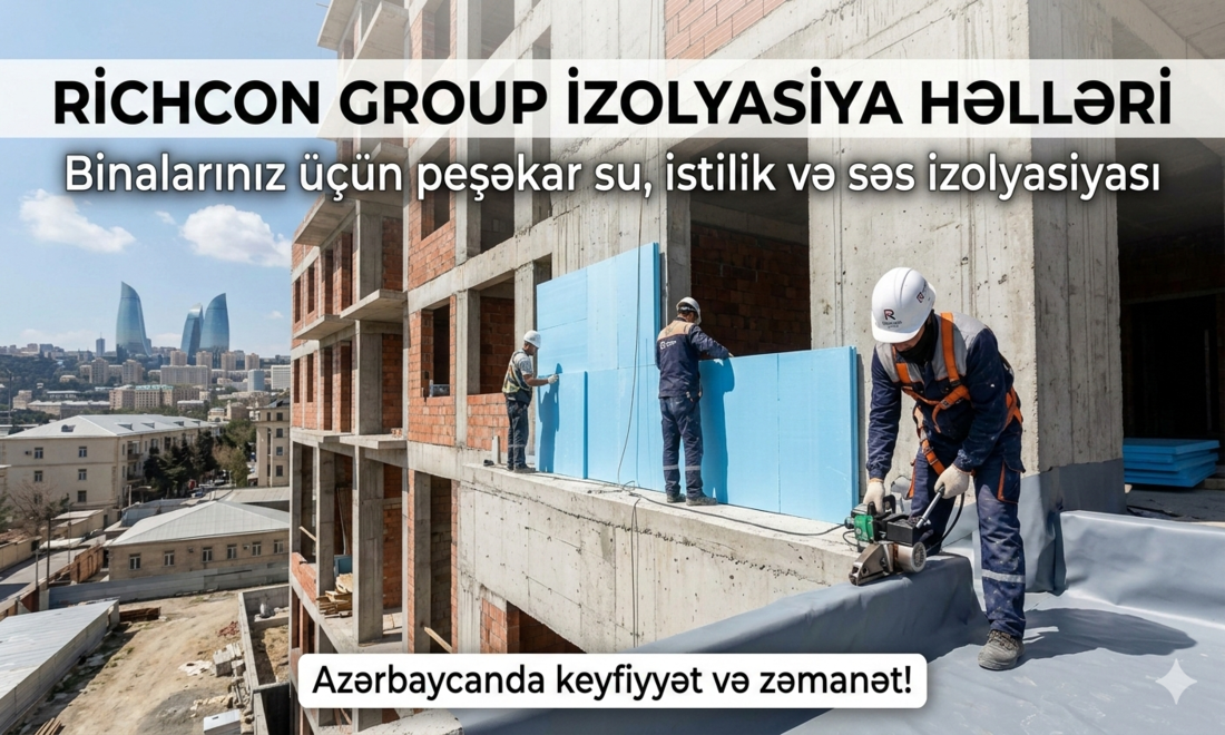 İnşaatda Müasir və Peşəkar İzolyasiya HəlləriMüasir tikinti sahəsində binanın uzunömürlülüyünü və sakinlərinin rahatlığını təmin edən ən vacib amillərdən biri düzgün seçilmiş izolyasiya sistemləridir. Keyfiyyətsiz və ya yanlış tətbiq olunmuş izolyasiya gələcəkdə ciddi struktur zədələrinə, rütubətə və yüksək enerji xərclərinə yol aça bilər. Richcon Group olaraq biz, 15 ildən artıq təcrübəmizlə Azərbaycanın inşaat bazarında ən etibarlı izolyasiya həllərini təqdim edirik.Niyə İzolyasiya Bu Qədər Vacibdir?İzolyasiya sadəcə binanın üzərini örtmək deyil; bu, strukturu xarici təsirlərdən qoruyan bir qalxandır. Düzgün izolyasiya:Binanın ömrünü uzadır: Təməli və divarları korroziyadan qoruyur.Enerji qənaəti təmin edir: Qışda istini, yayda isə sərini daxildə saxlayaraq kommunal xərcləri 30%-40% azaldır.Sağlam mühit yaradır: Evlərdə kif və rütubətin yaranmasının qarşısını alır.